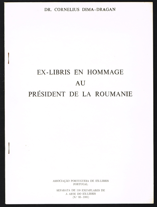 EX-LIBRIS EN HOMMAGE AU PRSIDENT DE LA ROUMAINE